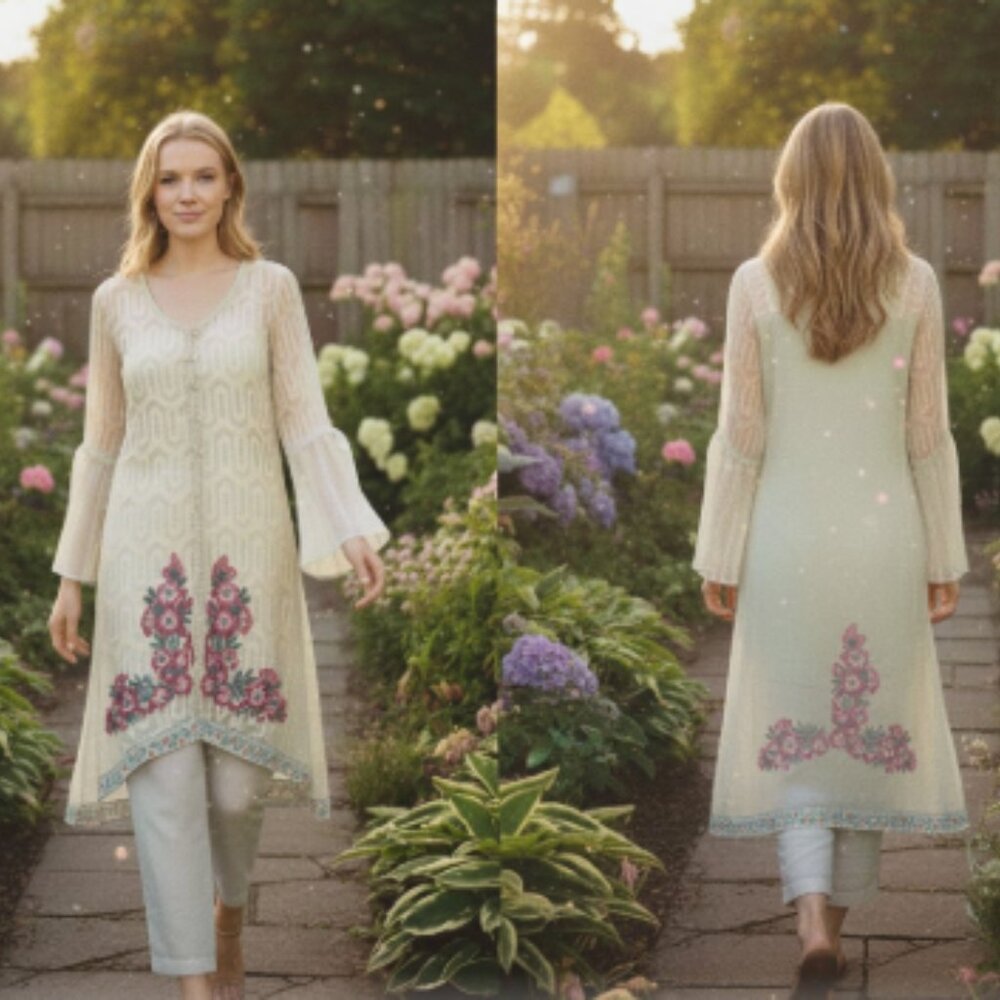 Chen One Bonita Women’s Size Large Embroidered Silk Cover-Up – Boho Lightweight